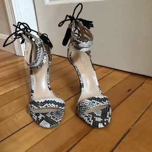 Aldo Snake skin lace up stiletto heels